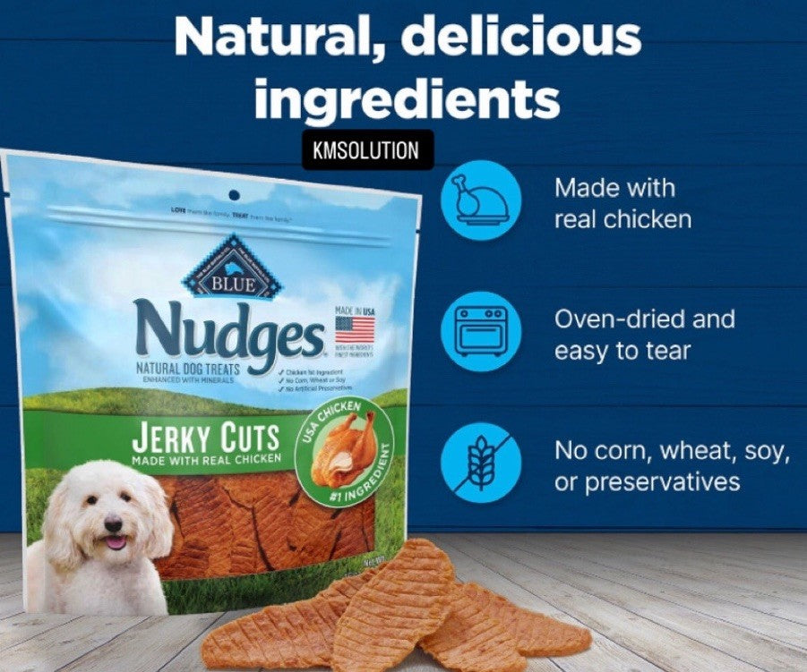 Blue Buffalo Nudges Natural Chicken Flavored Jerky Cut Dog Treats, 40 oz.- NEW4