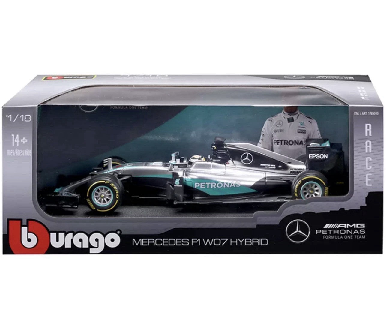  Mercedes F1 W07 Hybrid 1:18 Burago Die-Cast Model Lewis Hamilton0