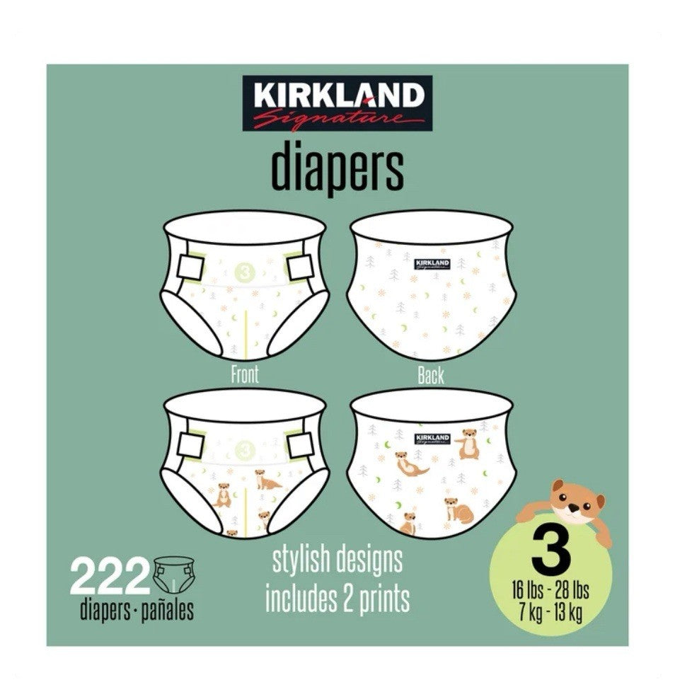 Kirkland Signature Baby Diapers Size 3 (16-28 lbs) 222 Count - New & Sealed2