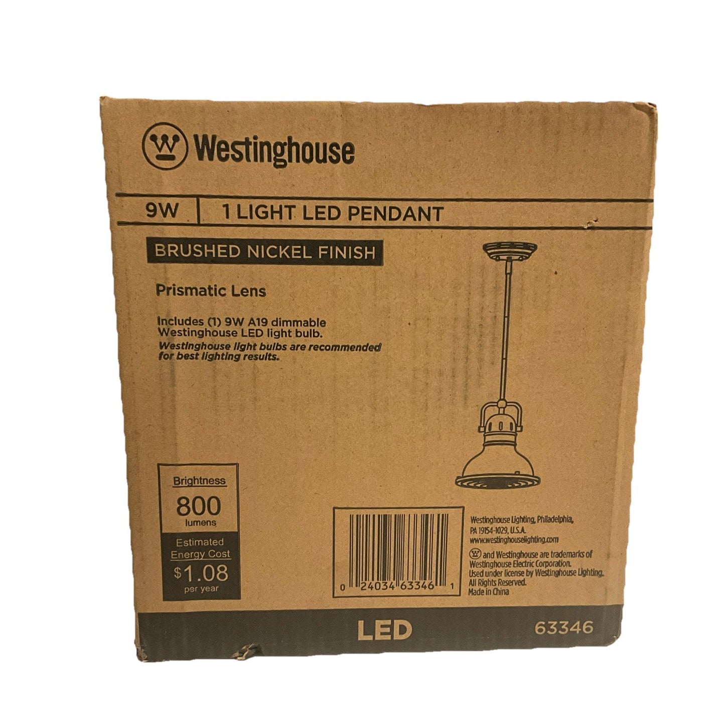 LED Pendant Lamp Westinghouse 9W Brushed Nickel Prismatic A19 Dimmable4