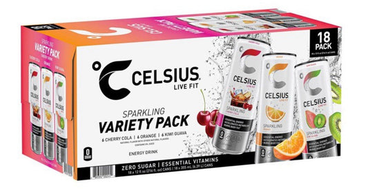 Celsius Live Fit Sparkling Energy Drink, Variety Pack, 12 Fl Oz  (Pack of 18)0