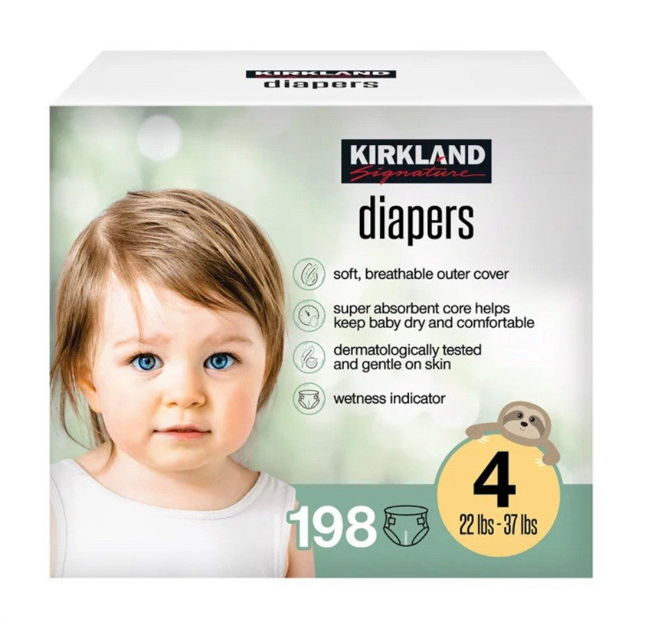 Kirkland Signature Baby Diapers Size 4 (22-37 lbs) 198 Count - New & Sealed0