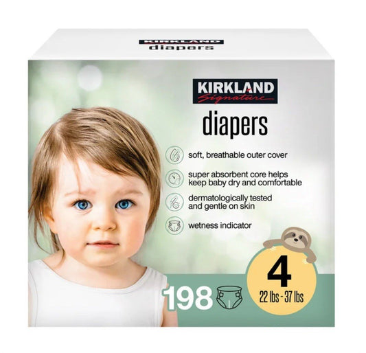 Kirkland Signature Baby Diapers Size 4 (22-37 lbs) 198 Count - New & Sealed0