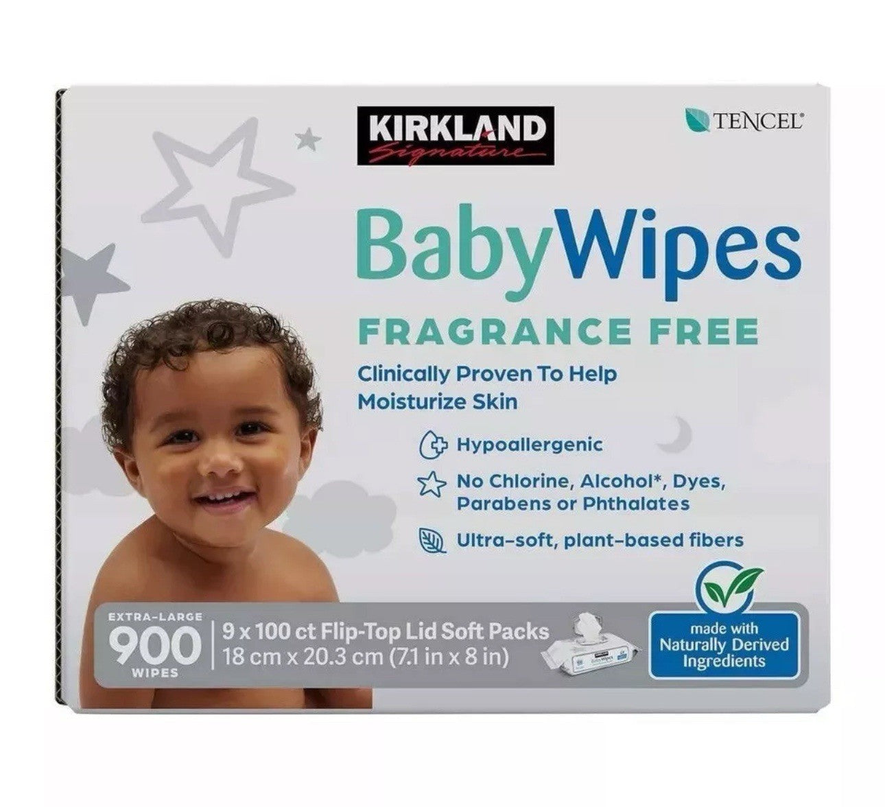 Kirkland Signature Baby Wipes Fragrance Free, 900 Ct, Plant-Based Fibers - NEW0