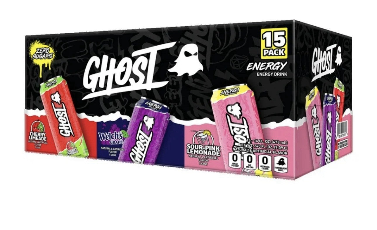 GHOST Energy Drink Zero Sugar 15 Pack Variety Pack 16 Fl Oz Sour Pink Lemonade0