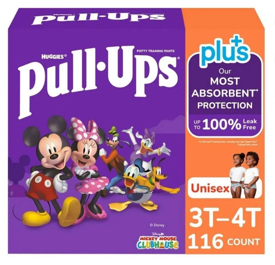 Huggies Pull-Ups Plus Unisex Training Pants Size 3T-4T (32-40 lbs) 116 Count0