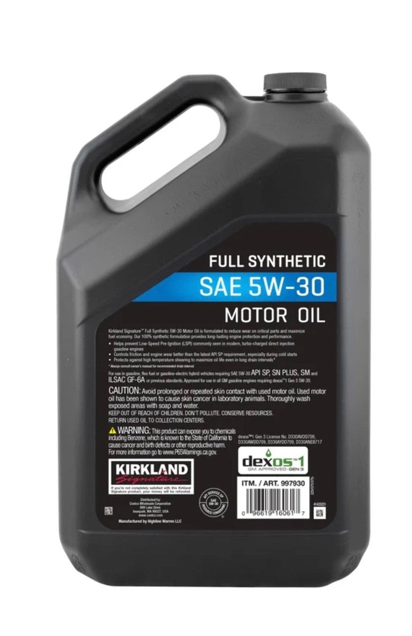 Kirkland Signature Synthetic Oil 5W-30 Full Synthetic 2 Pack 5 Qt3