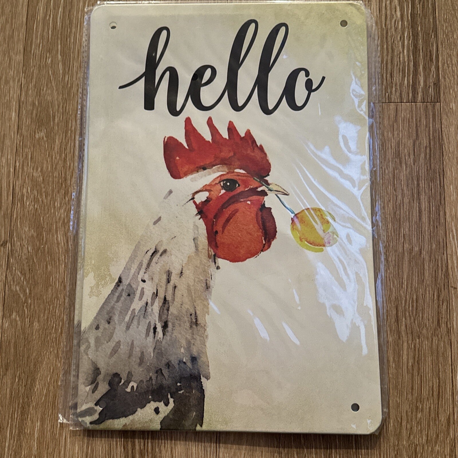 Rooster with flower  HELLO  metal sign Free Shipping New1