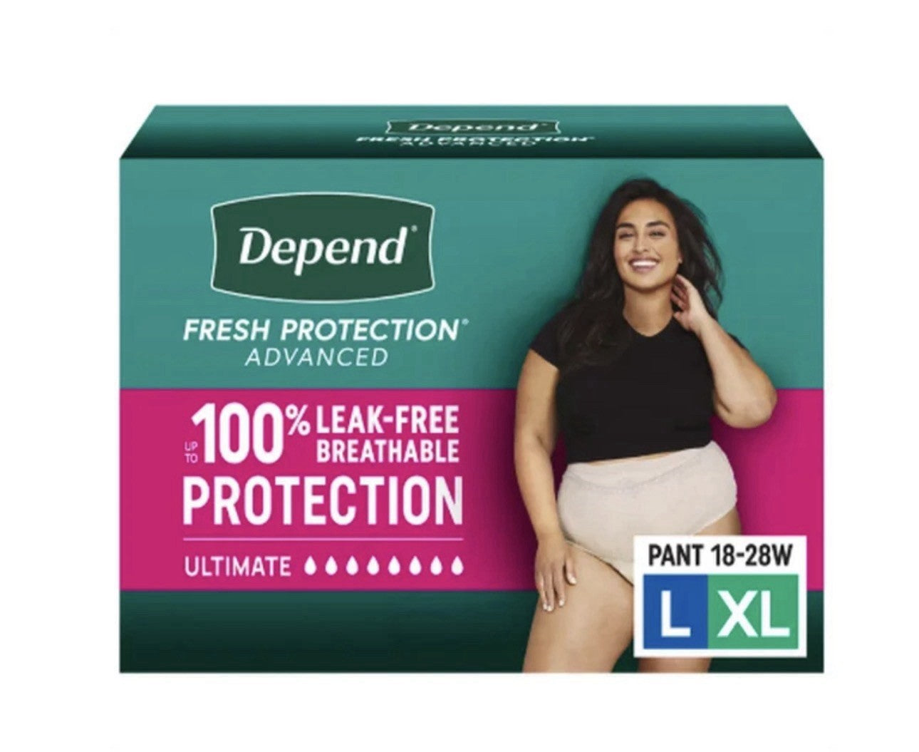 Depend Fresh Incontinence Underwear For Women Size L/XL (18-28W) 68 Count 0