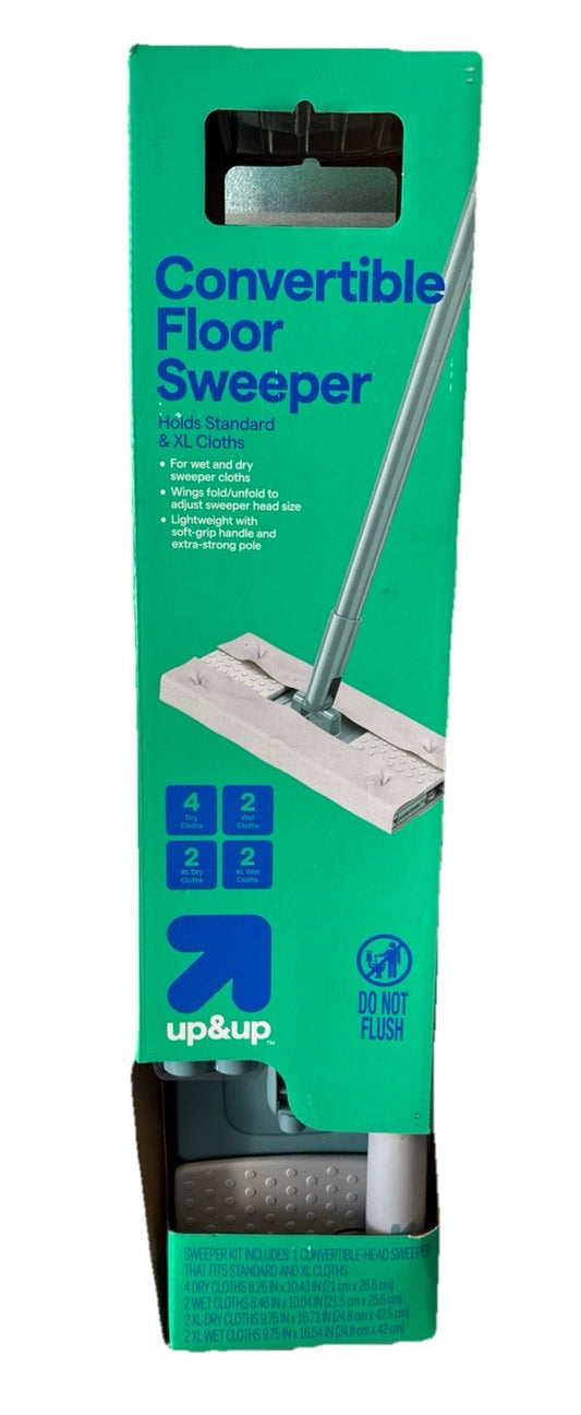 Up&up Convertible Floor Sweeper Holds Standard & XL Cloths - NEW0