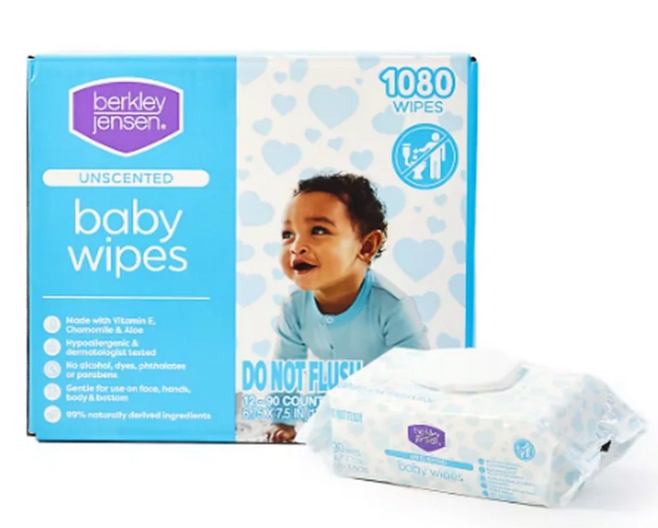 Berkley Jensen Unscented Baby Wipes 1080 Count, Hypoallergenic- NEW0