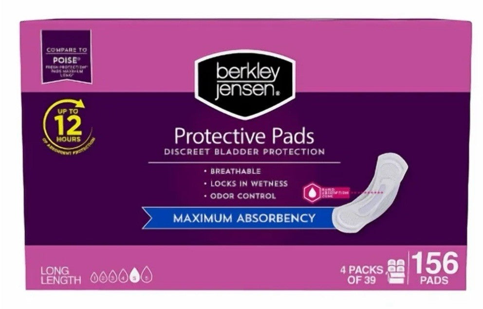 Berkley Jensen Incontinence & Postpartum Bladder Control Pads, 156 Count - NEW0