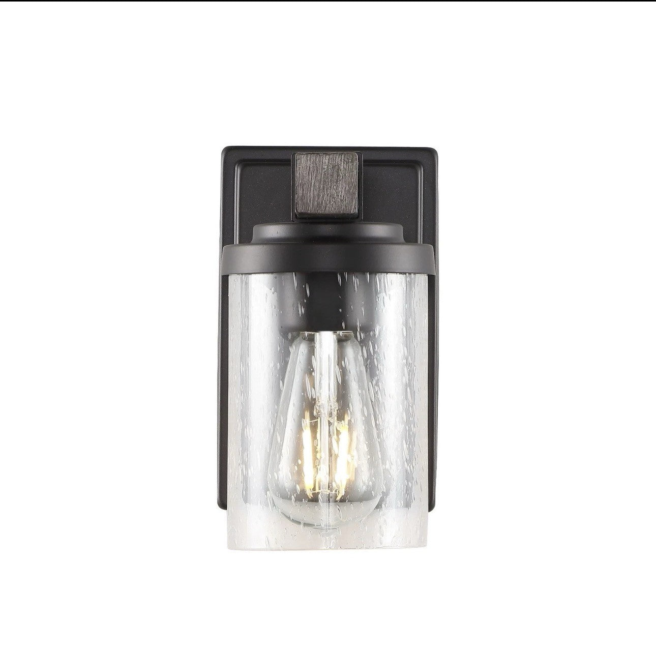 JONATHAN Y Farmhouse LED Vanity Wall Sconce Black Seeded Glass Light3