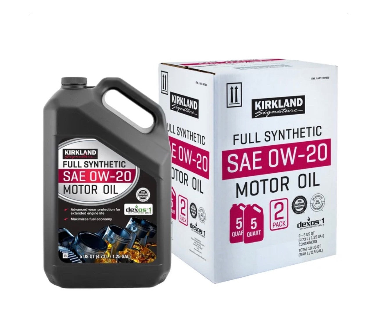 Kirkland Signature Synthetic Oil 0W-20 Full Synthetic 2 Pack 5 Qt0
