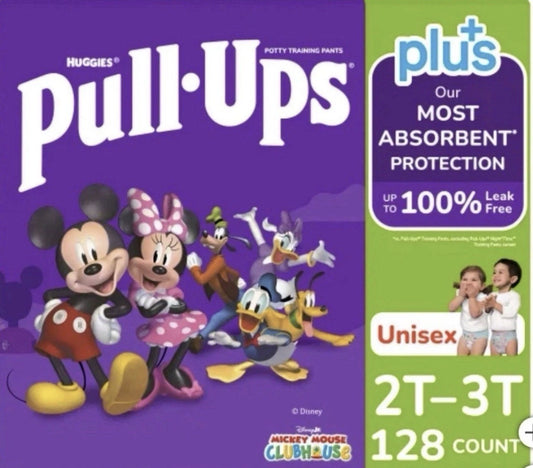 Huggies Pull-Ups Plus Training Pants Unisex Size 2T-3T (16-34 lbs), 128 Ct - NEW0