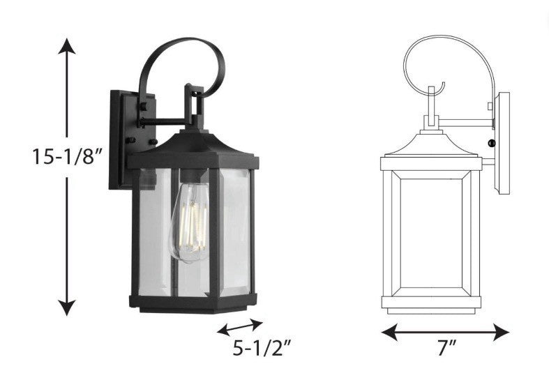 Progress Lighting Gibbes Street Small Outdoor Wall Lantern Black - NEW2