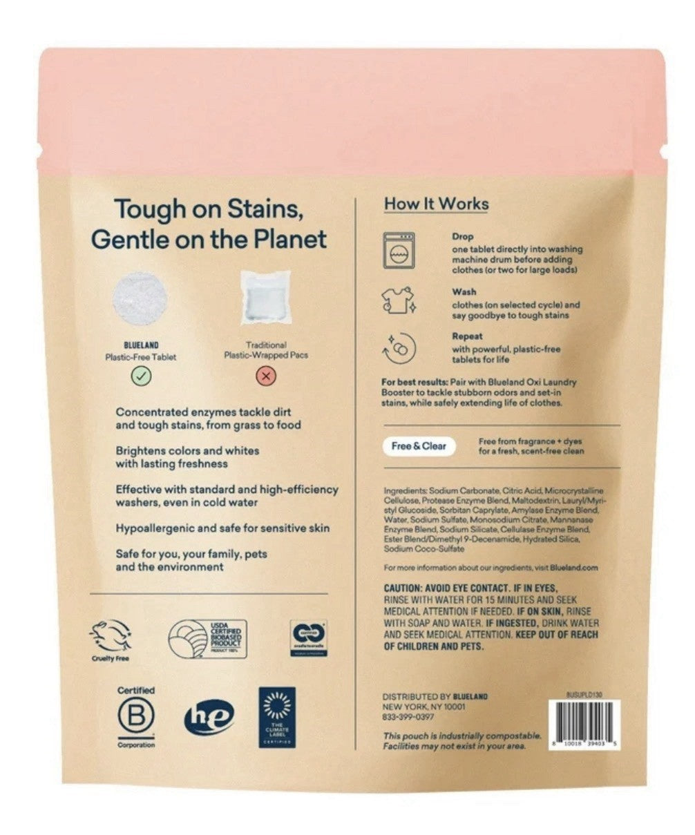  Blueland Laundry Detergent Tablets Free & Clear 130 Ct PlasticFree HE1