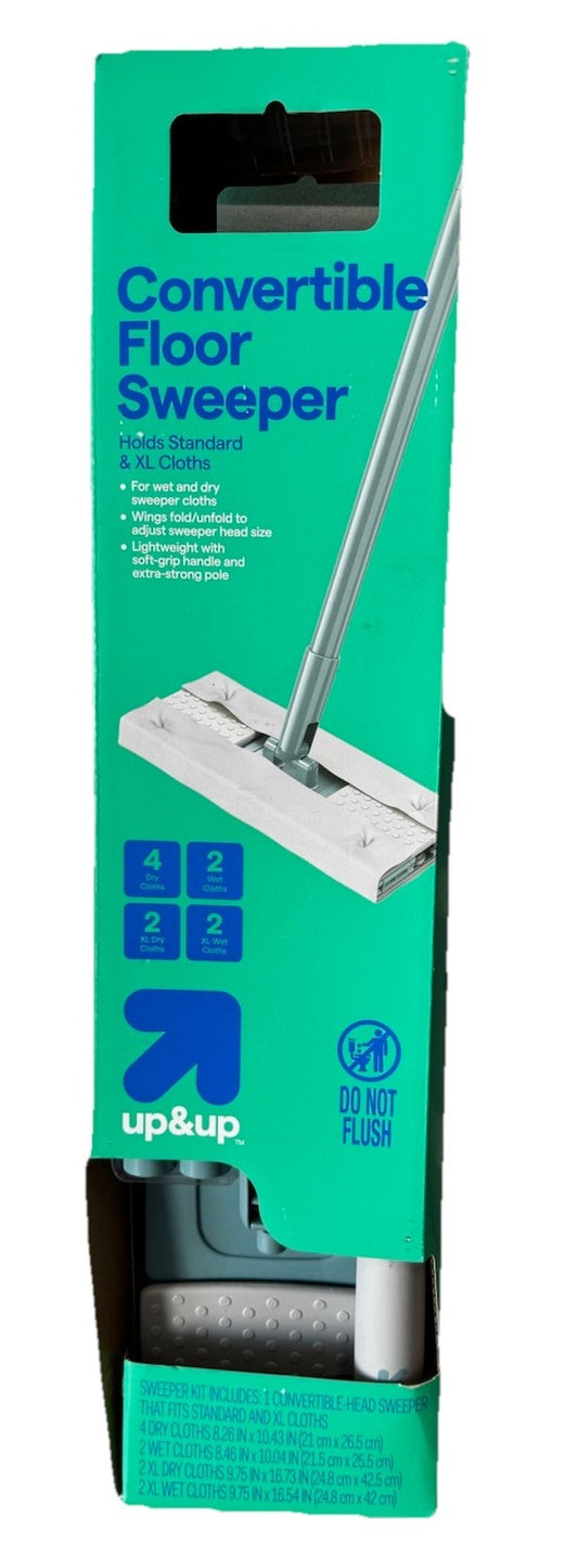 Up&up Convertible Floor Sweeper Holds Standard & XL Cloths - NEW1