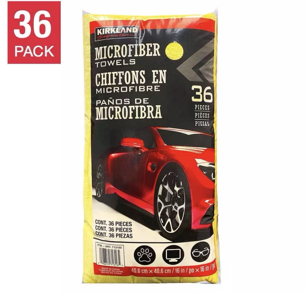 Kirkland Signature Ultra Microfiber Towels 16x16 Auto Home 36 Pack0