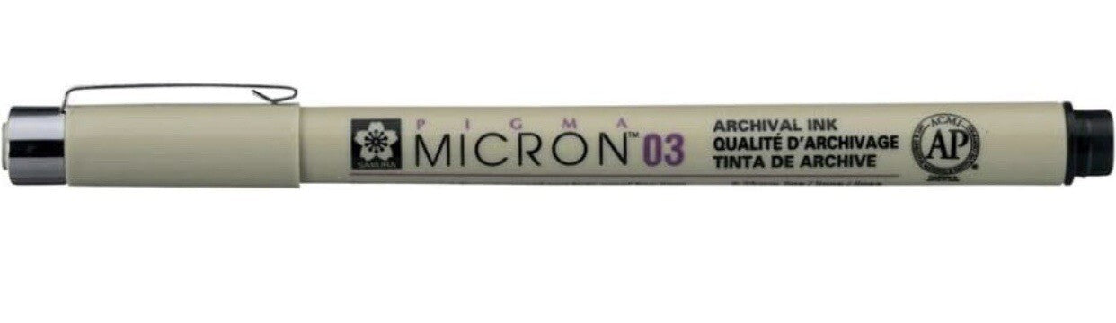 Sakura Pigma Micron 03 Black Pen 0.35mm Line Width Pack of 30