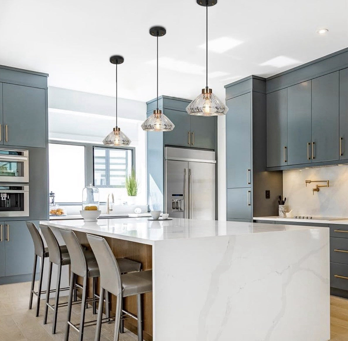 Modern Mercury Glass Pendant Light 9.8” Black Brass Kitchen Island E263