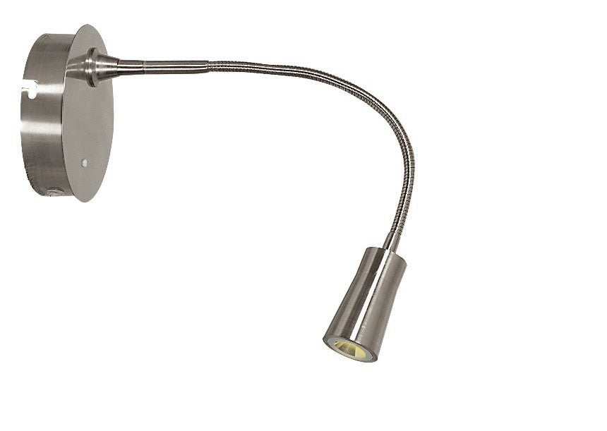 LED Wall Reading Light Access Lighting Gooseneck Brushed Steel - NEW3