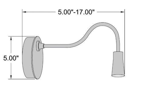 LED Wall Reading Light Access Lighting Gooseneck Brushed Steel - NEW1