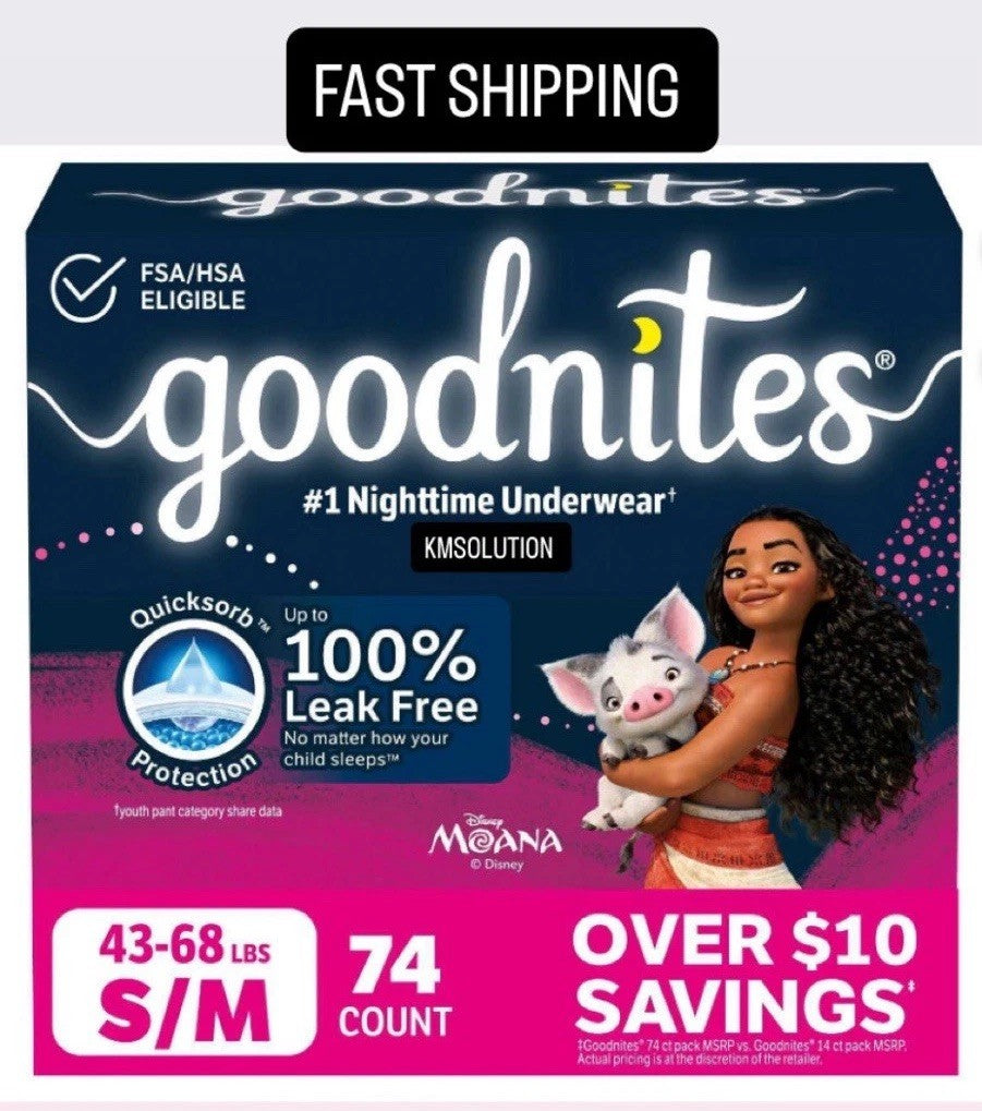 Goodnites Nighttime Bedwetting Underwear For Girls Size S/M (43-68 lbs) 74 Count0