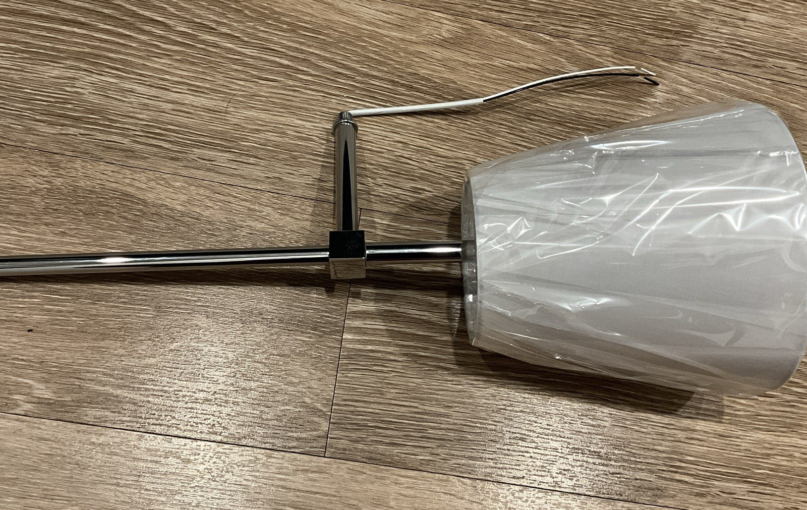 Set of 2 Modern Chrome Wall Lights White Fabric Shade Indoor Sconces - NEW9