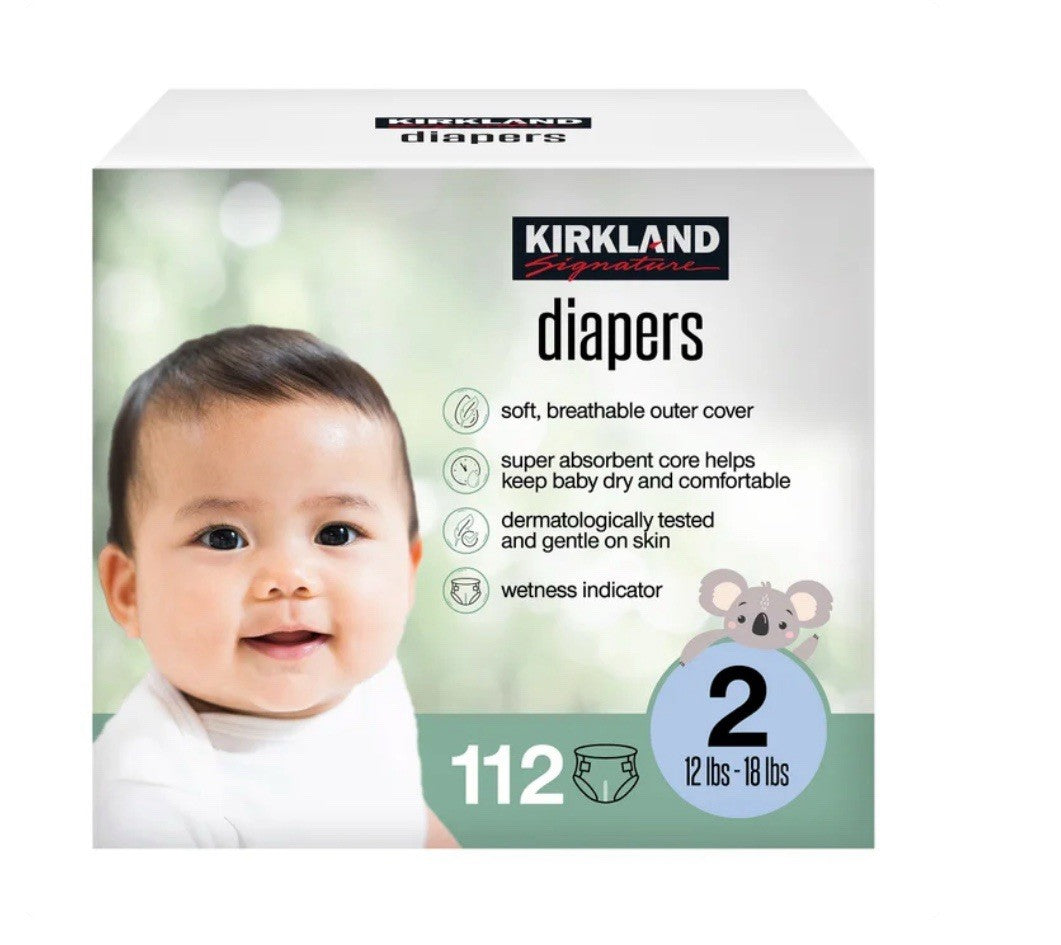 Kirkland Signature Baby Diapers Size 2 (12-18 lbs) 112 Count - New & Sealed0