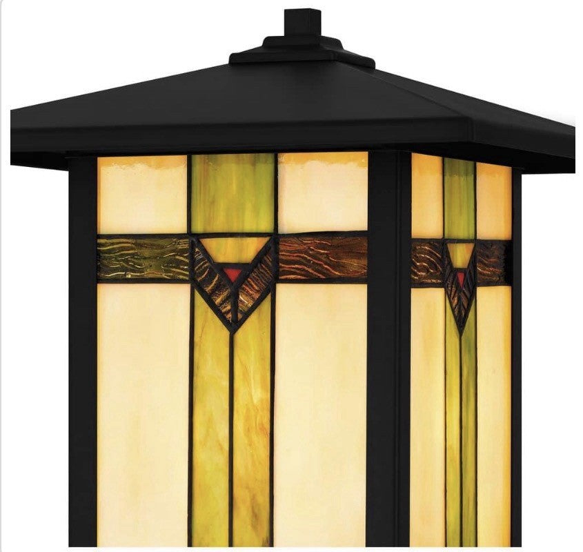 Home Decorators Collection 1-Light Outdoor Post Light Black Tiffany Glass2