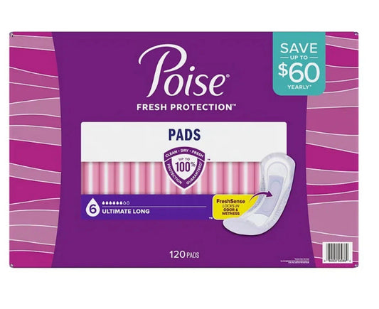 Poise Incontinence Pads & Postpartum Maximum Absorbency Long Length 120 Count 0