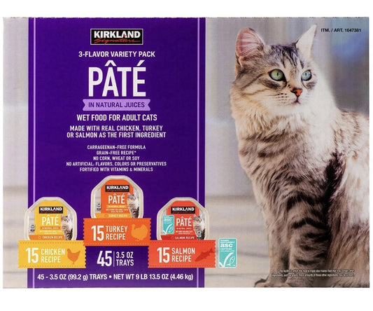 Kirkland Signature Pate Wet Food For Adult Cats  Variety Pack, 3.5 oz, 45-count0