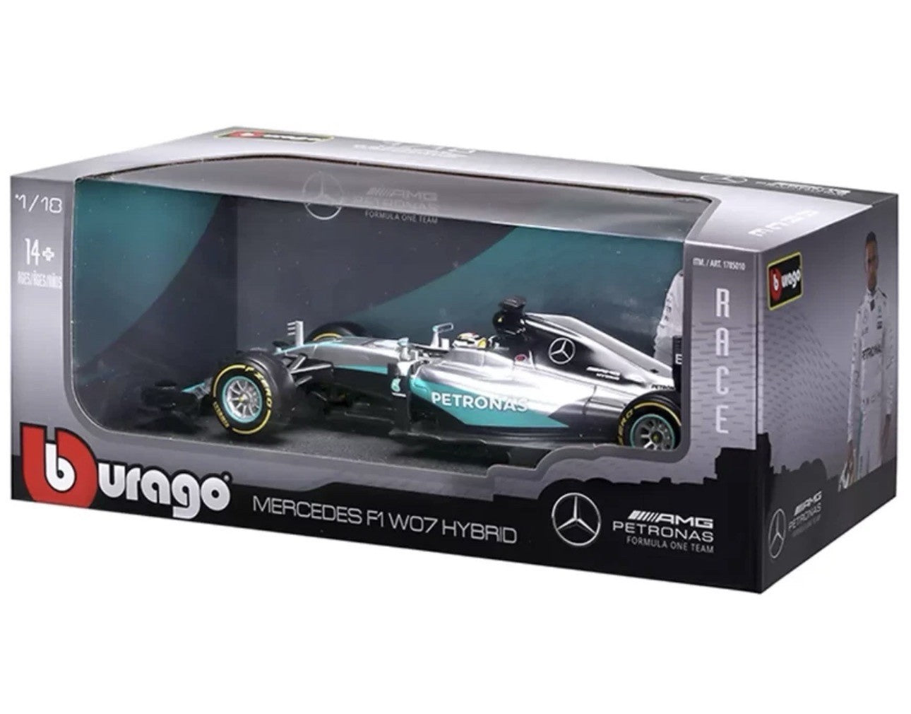  Mercedes F1 W07 Hybrid 1:18 Burago Die-Cast Model Lewis Hamilton1