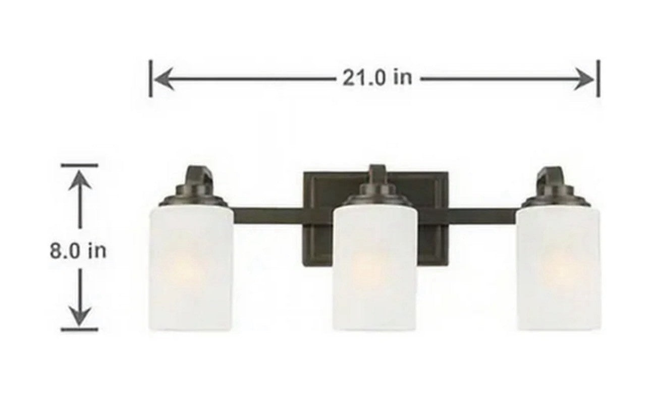 Hampton Bay Moreno 3-Light Bathroom Vanity Light, Oil-Rubbed Bronze, 21” - NEW2