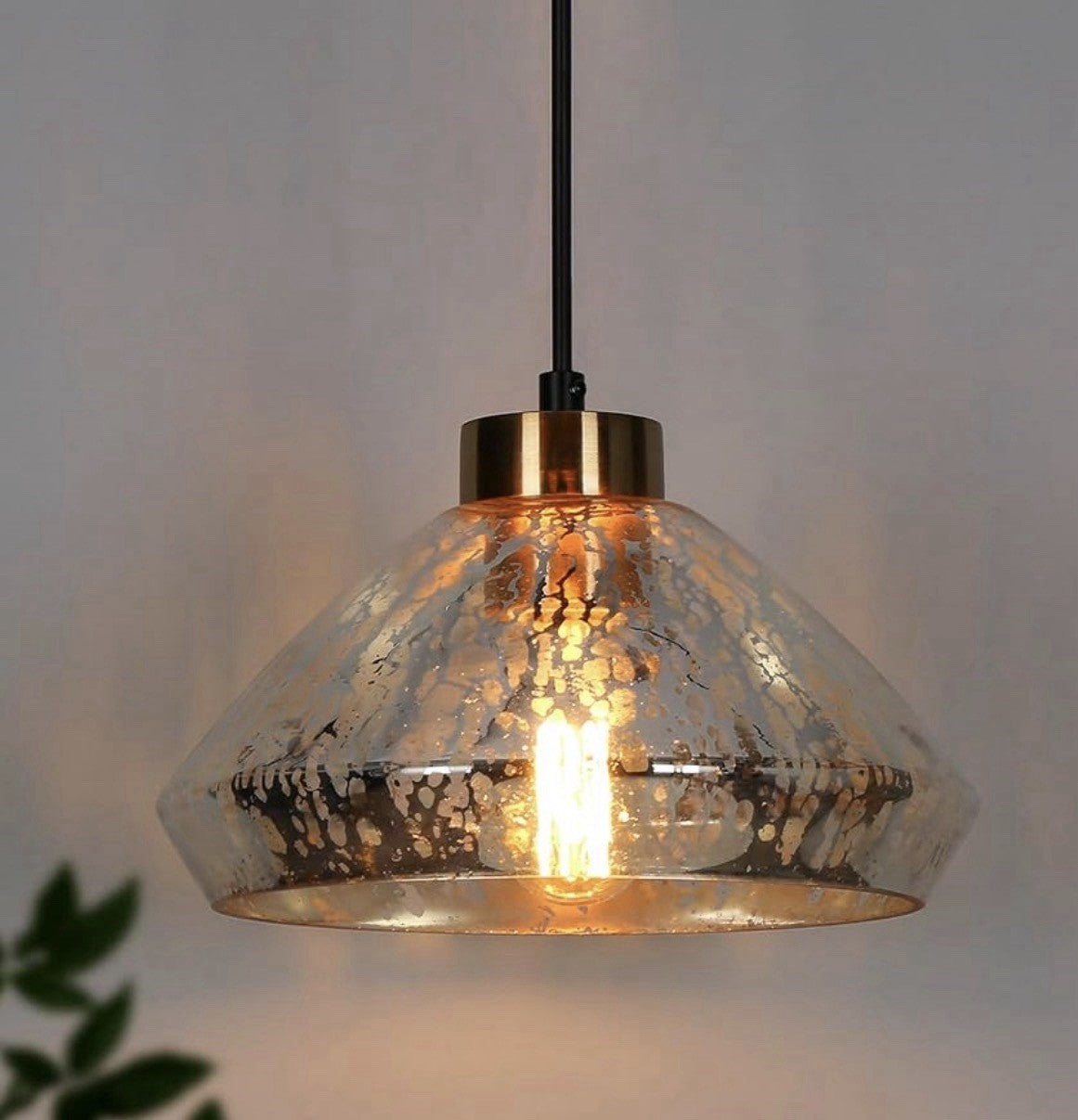 Modern Mercury Glass Pendant Light 9.8” Black Brass Kitchen Island E260