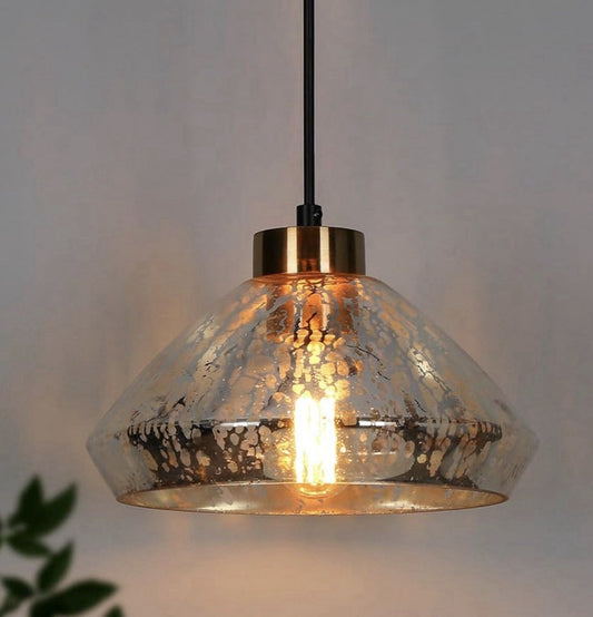Modern Mercury Glass Pendant Light 9.8” Black Brass Kitchen Island E260