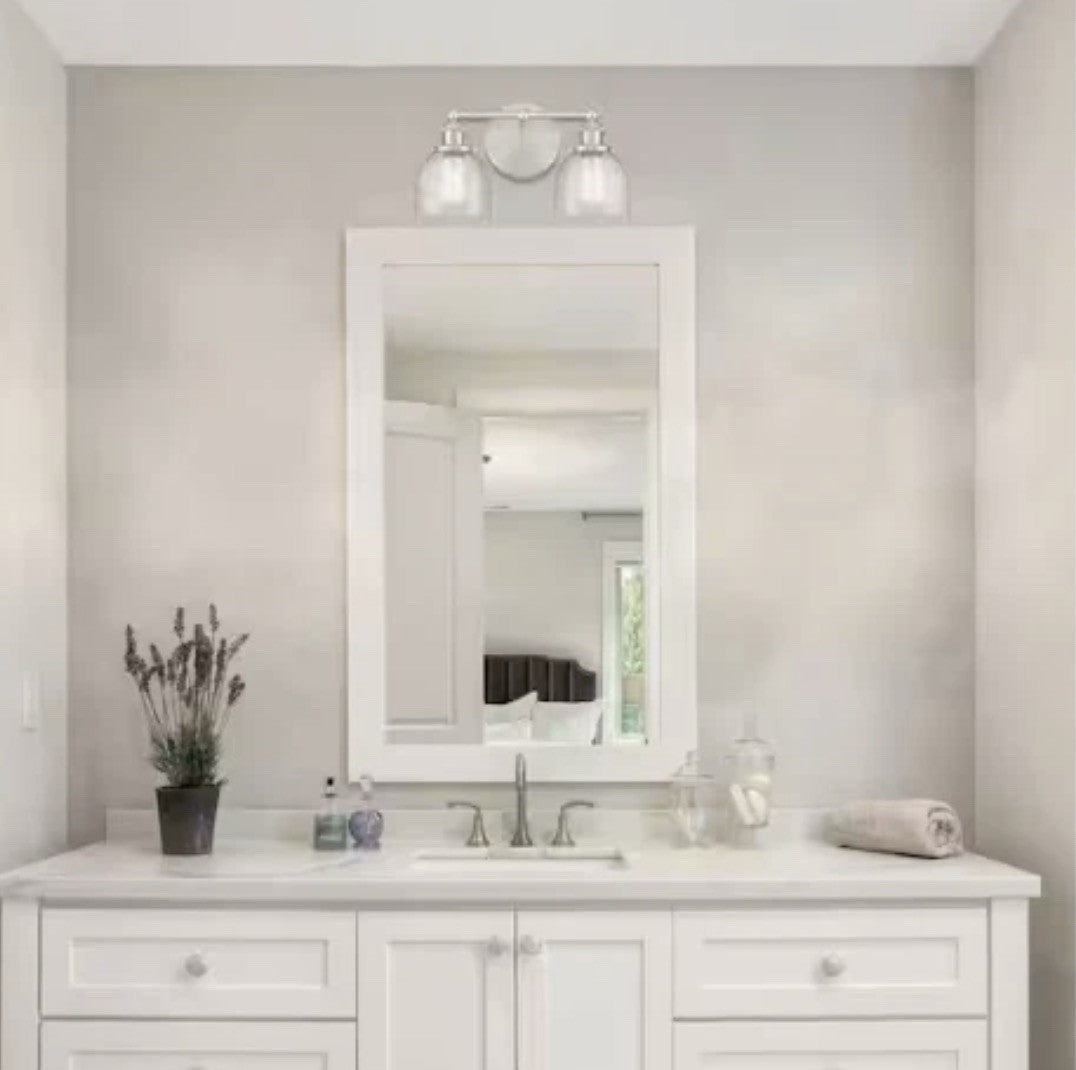 Home Decorators Evelyn 2-Light Bath Vanity Light Brushed Nickel Clear Glass1