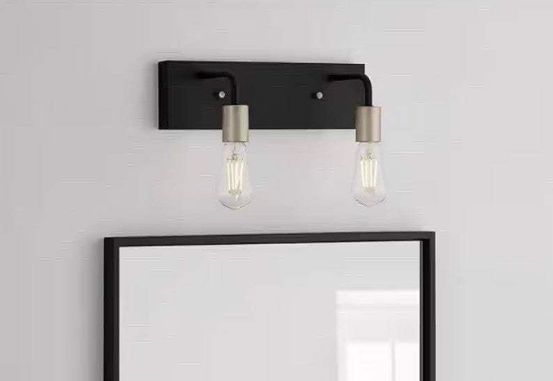 Hampton Bay 2-Light Vanity Bathroom Wall Light Matte Black Bronze 14.58”8