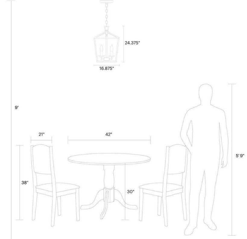 Generation Lighting Dianna 4-Light Pendant Brushed Nickel Small Lantern4