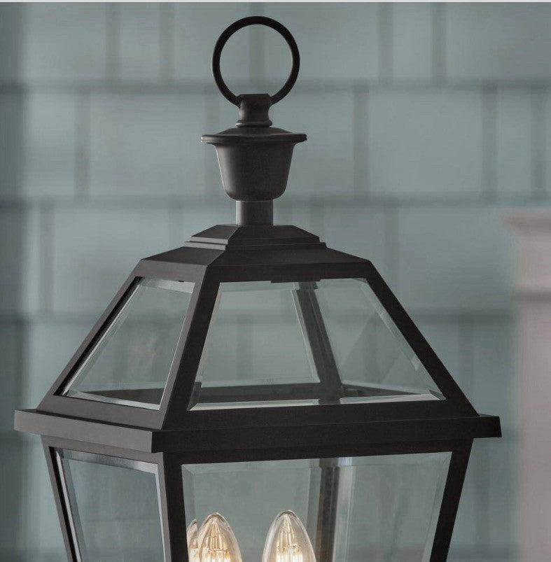 Home Decorators Glenmeyre Outdoor Post Lantern Matte Black Clear Glass2