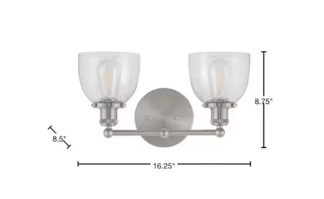 Home Decorators Evelyn 2-Light Bath Vanity Light Brushed Nickel Clear Glass2