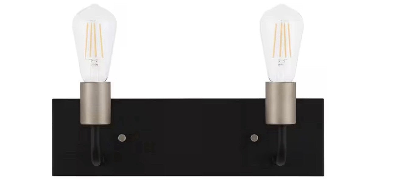 Hampton Bay 2-Light Vanity Bathroom Wall Light Matte Black Bronze 14.58”1