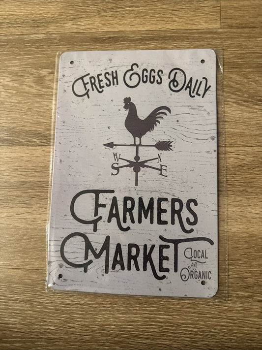 metal sign Farmers Market Fresh Egos Daily  8x120
