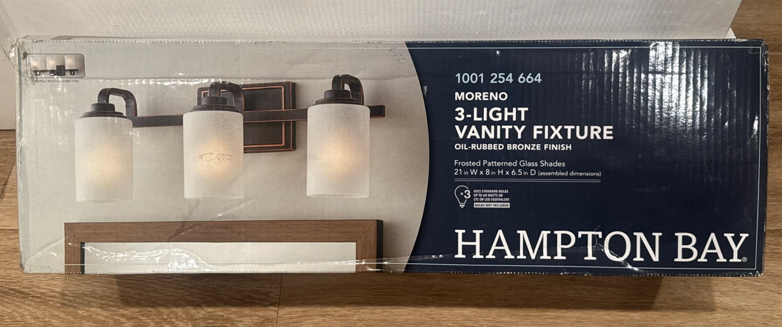 Hampton Bay Moreno 3-Light Bathroom Vanity Light, Oil-Rubbed Bronze, 21” - NEW6
