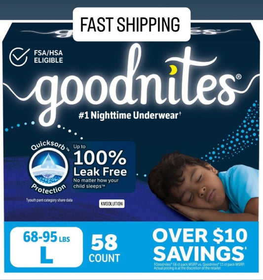 Goodnites Nighttime Bedwetting Underwear For Boys Size L (68-95 lbs) 58 Count 0