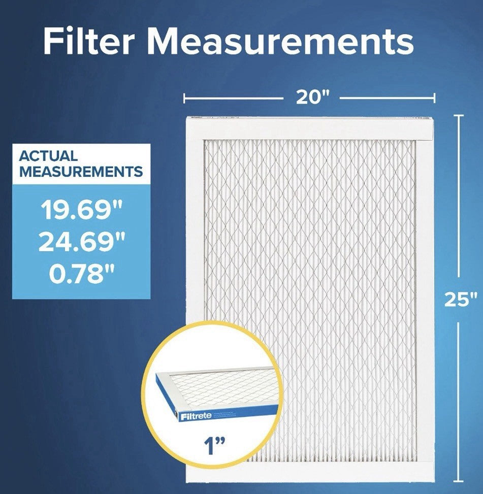 3M Filtrete 20x25x1 MERV 13 MPR 1900 Allergen Bacteria Virus Filter (4 Pack)1