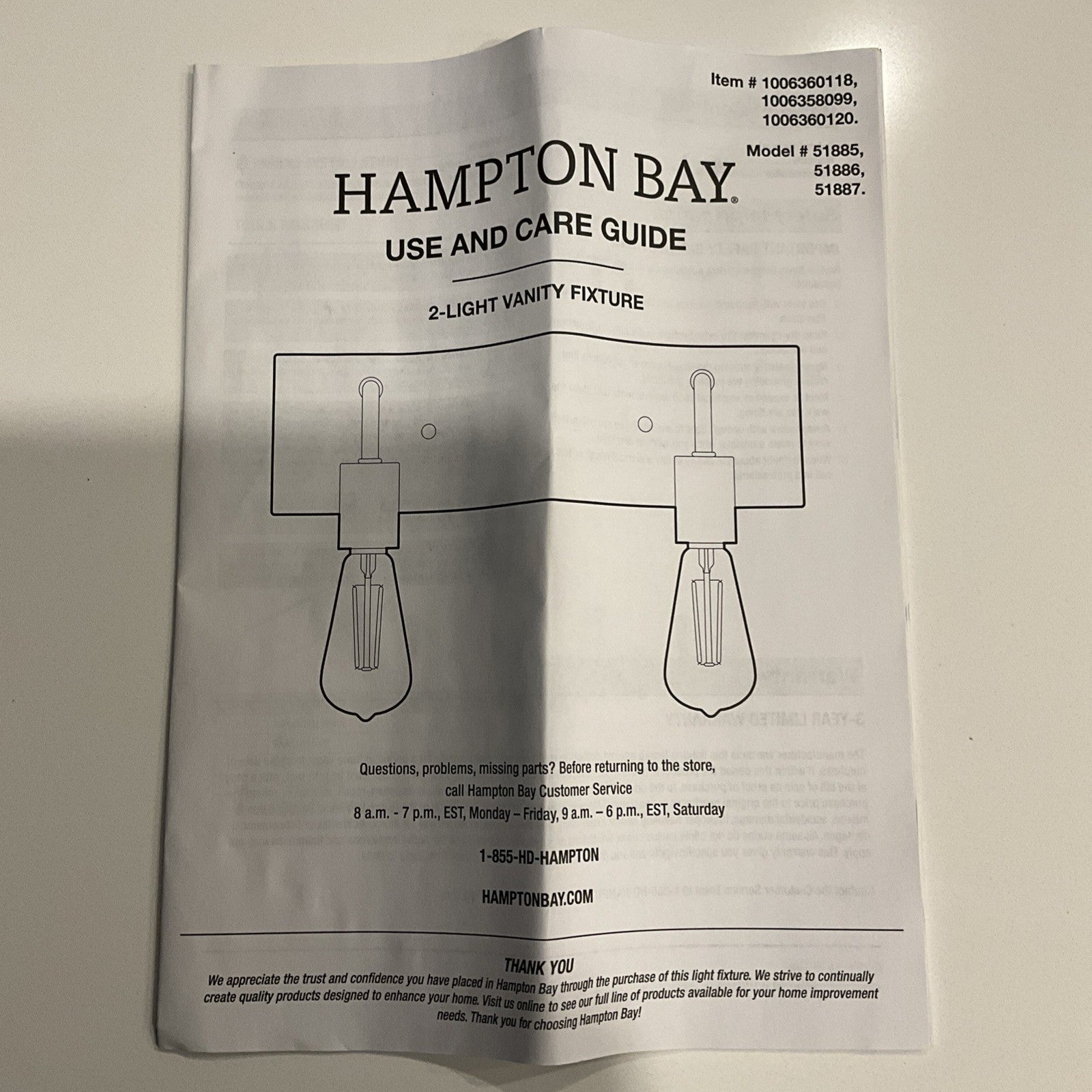 Hampton Bay 2-Light Vanity Bathroom Wall Light Matte Black Bronze 14.58”4