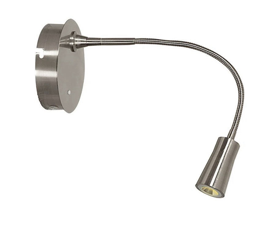 LED Wall Reading Light Access Lighting Gooseneck Brushed Steel - NEW0