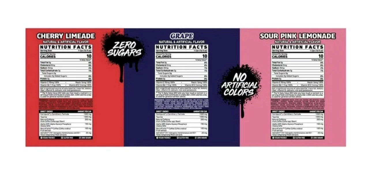 GHOST Energy Drink Zero Sugar 15 Pack Variety Pack 16 Fl Oz Sour Pink Lemonade1